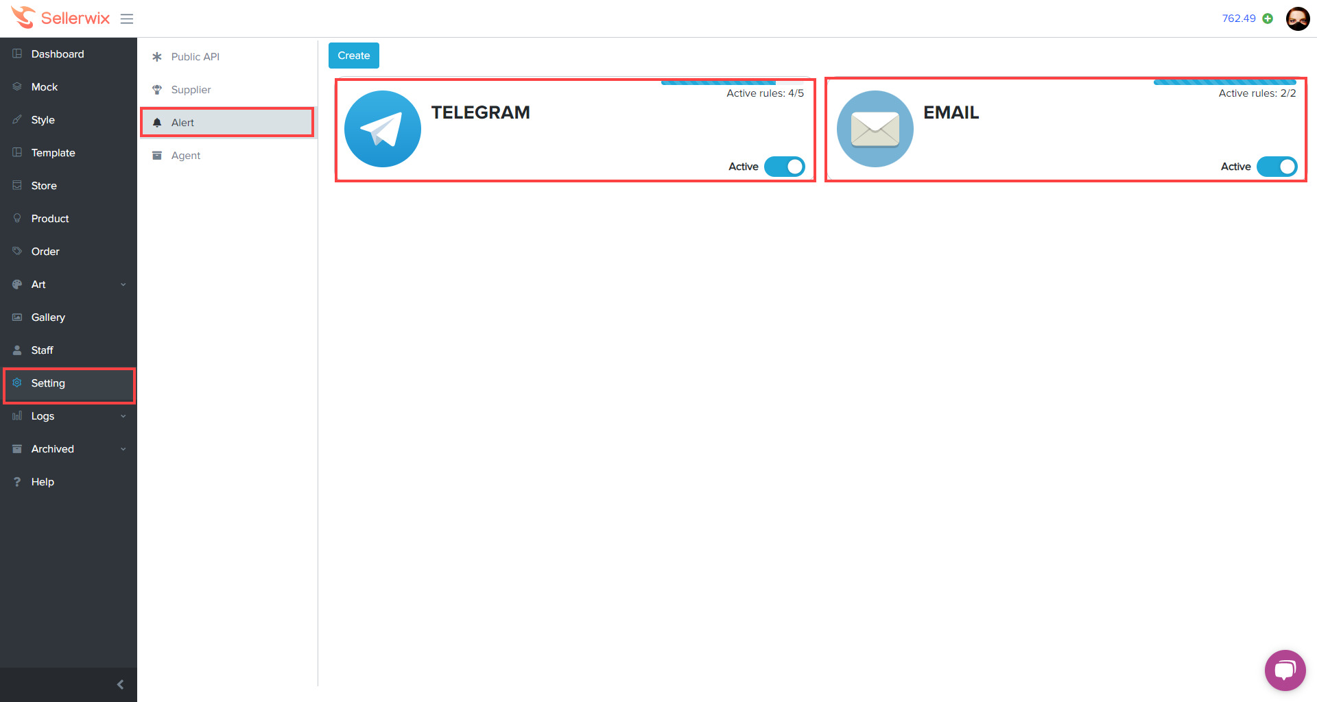 notifications via email telegram Sellerwix feature