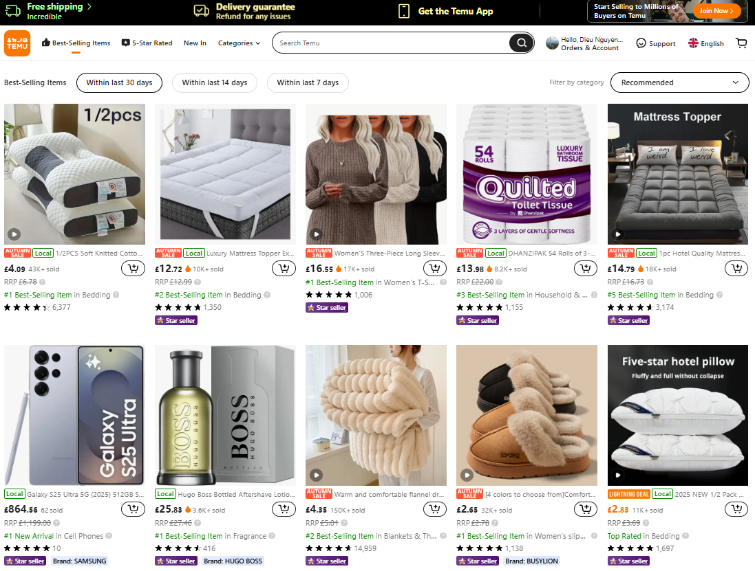 bán hàng trên Temu