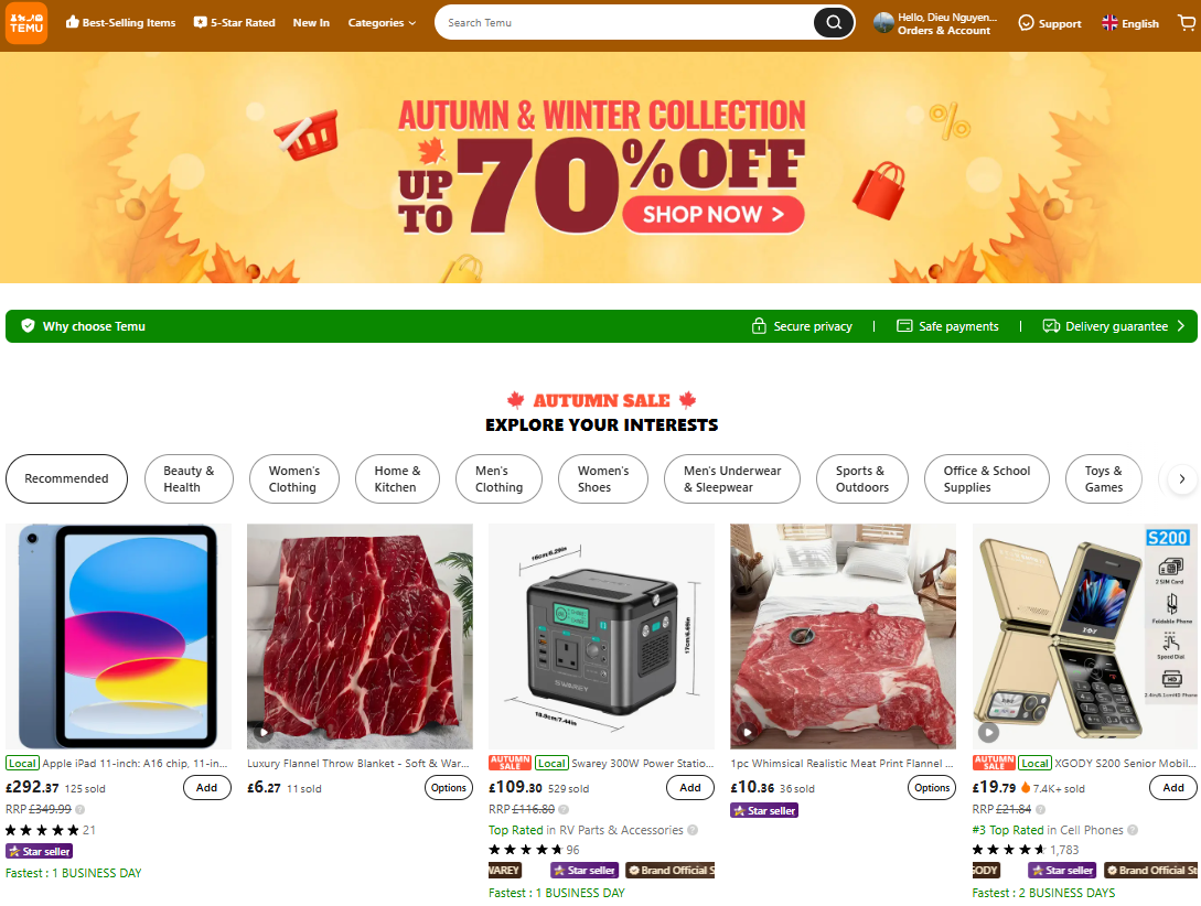 bán hàng trên Temu.