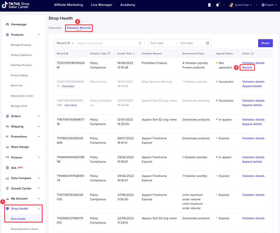 Giới hạn đơn TikTok Shop US
